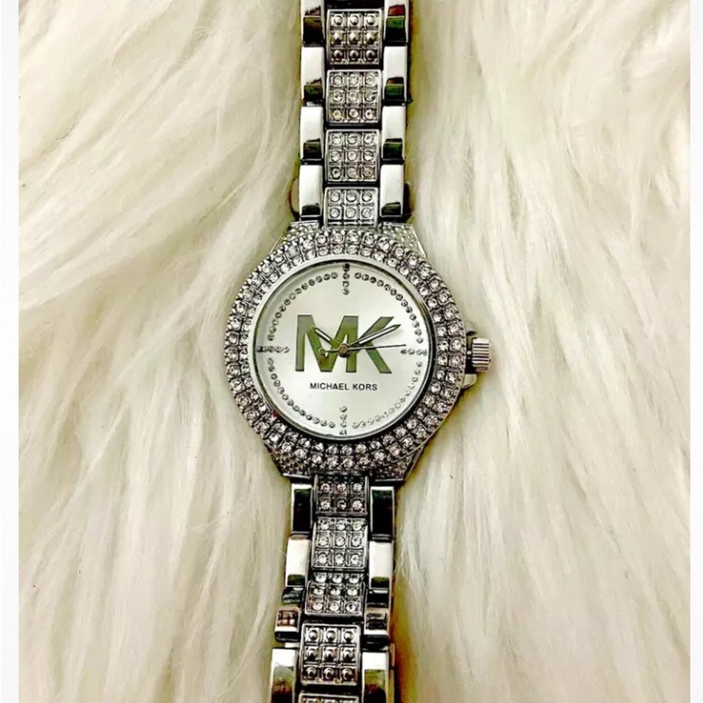 Michael Kors Silver Crystal-Embellished Watch